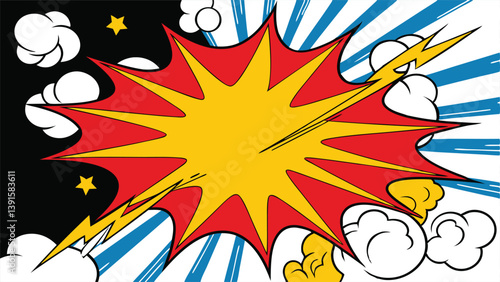 Comic Book Explosion Pop Art Blast, Dynamic Impact, Retro Style