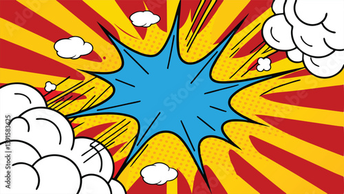 Comic Book Explosion Pop Art Style, Dynamic Background, Retro Design