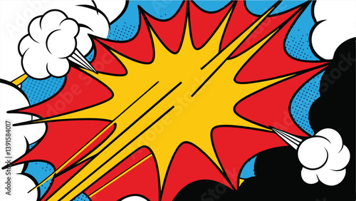 Vibrant Comic Book Explosion Pop Art Style Blast Graphic Design