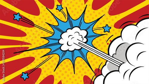 Dynamic Comic Book Explosion Pop Art Style Blast Power