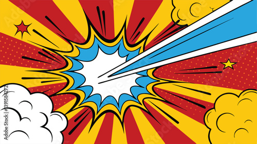 Dynamic Comic Book Explosion Pop Art Style Blast Power