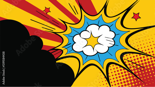 Dynamic Comic Book Explosion Pop Art Style Blast Power