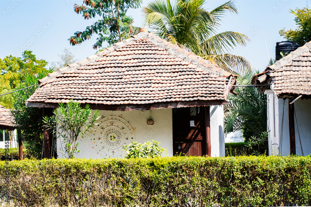 Traditional Bhunga Hut of Kutch Decorated with Local Artwork Showcasing Rural Indian Culture
