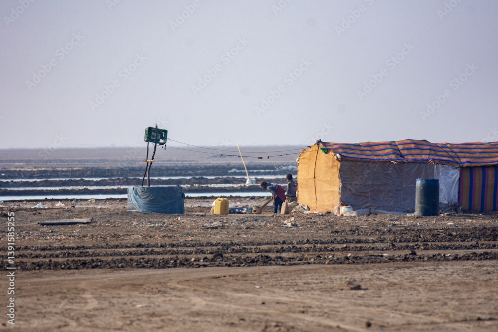 Temporary Huts of Salt Workers in Rann of Kutch Gujarat Showing Harsh Living Conditions