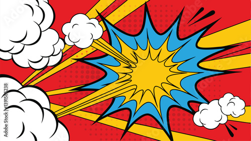 Dynamic Comic Book Explosion Pop Art Style Blast Power
