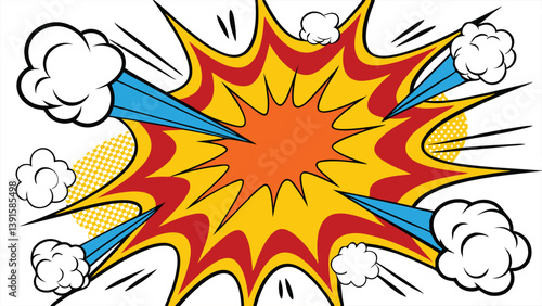 Dynamic Comic Book Explosion Pop Art Style Blast Power