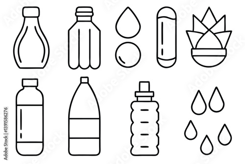 Mineral Water Line Art Simple Sketch for Modern Illustration Creation  