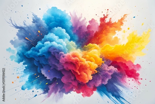 Colorful Ink Explosion in Water Desktop Background.