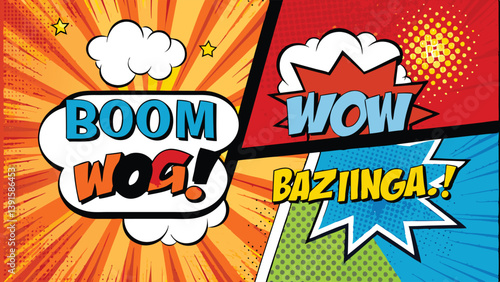 Dynamic Comic Book Explosion Pop Art Style Blast Power
