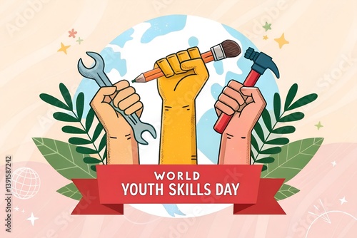 World youth skills day vector. youth skill day banner