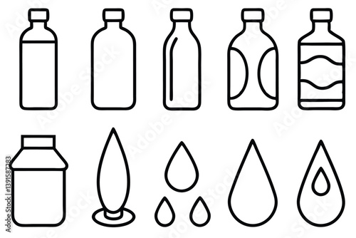 Mineral Water Line Art Detailed Drawing for Graphic Illustration Creation 