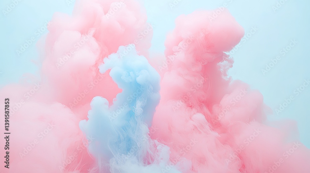 Fototapeta premium Abstract pastel background with pink and blue smoke creating a soft and dreamy atmosphere effect