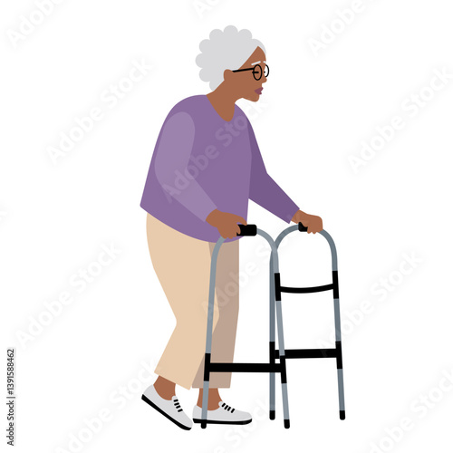 Senior woman with mobility walker