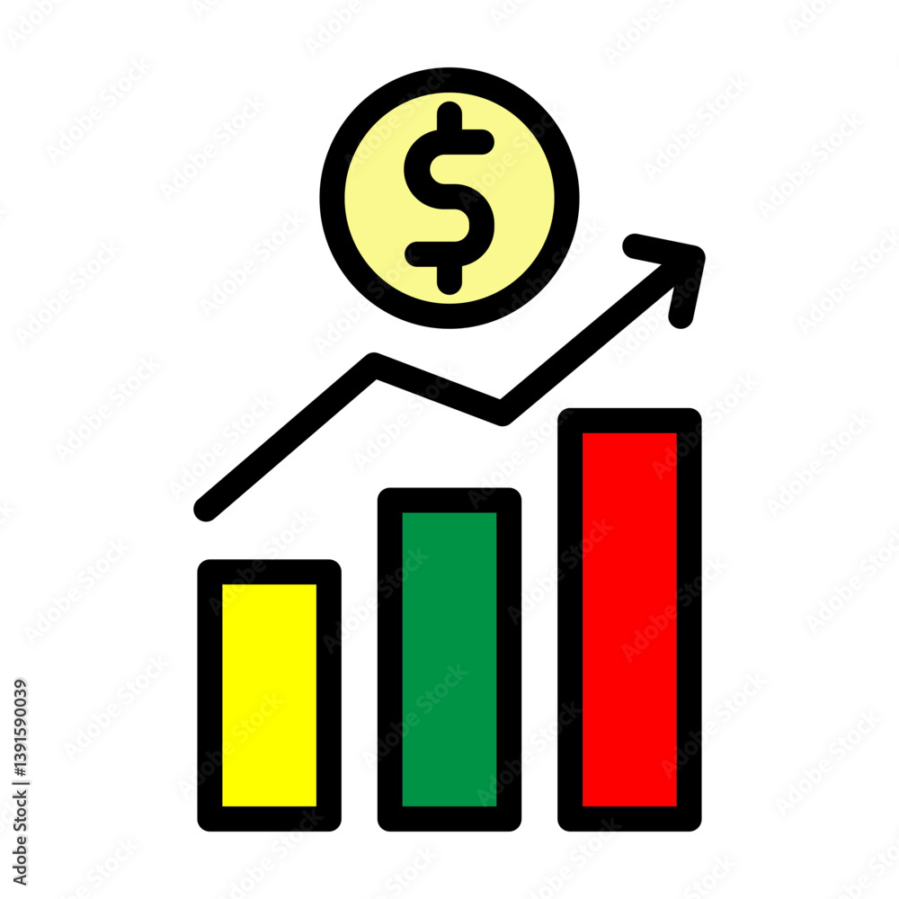 Profit Increase Vector Filled Icon Design Profit Increase Vector Filled Icon Design