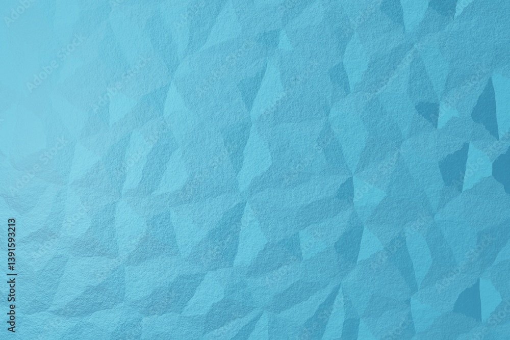 Deep sky blue rough texture with polygonal relief. Light is coming from left