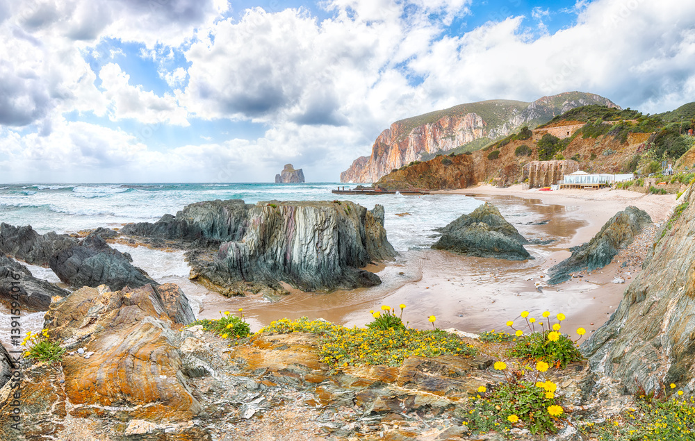 Unbelivable view of beach Portu Cauli in Masua with Pan di Zucchero at background.