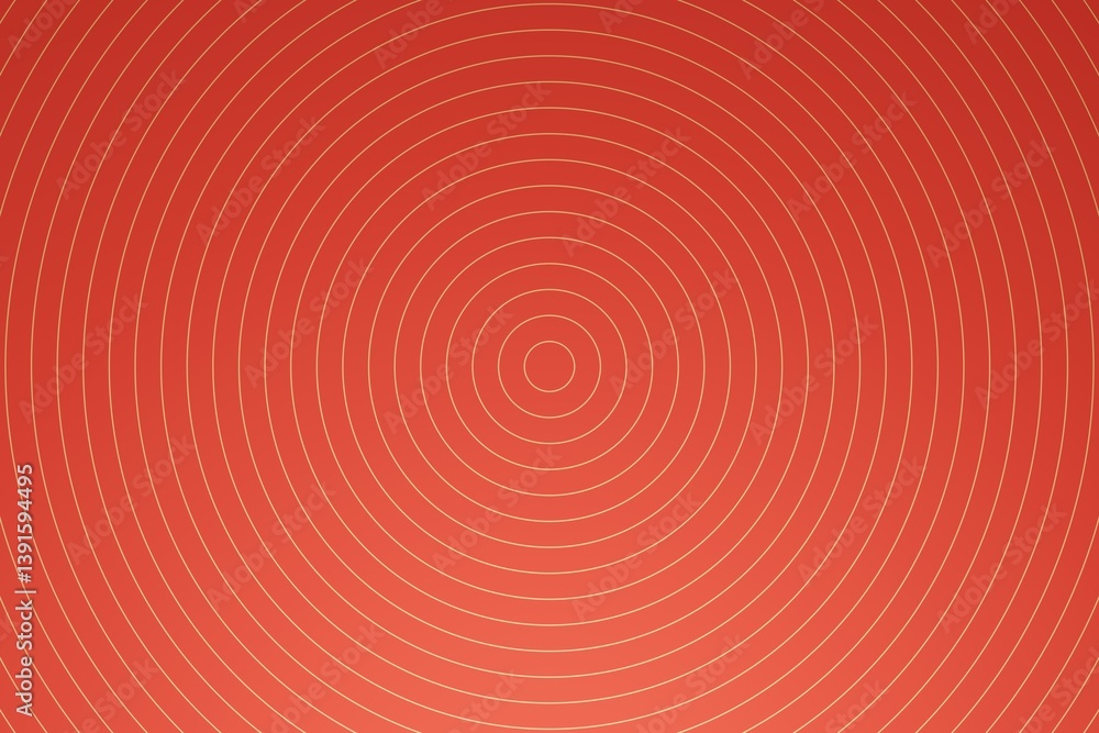 Fire engine red background with concentric circles from center. Light is coming from bottom