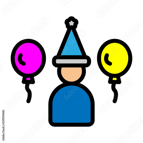 Birthday Bash Vector Filled Icon Design