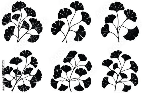 Minimalist Ginkgo Leaf Branch SVG Silhouette for Nature Decor, Zen Art Prints, Botanical Logos, Tattoo Designs, Wedding Invites, and Cricut Craft Projects