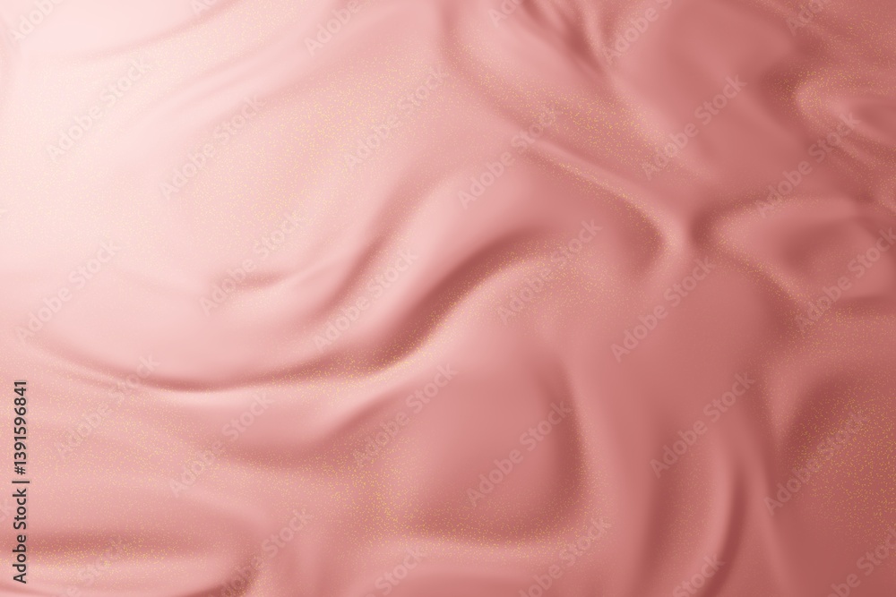 Light coral luxury texture imitating silk with folds and glitter. Light is coming from top left