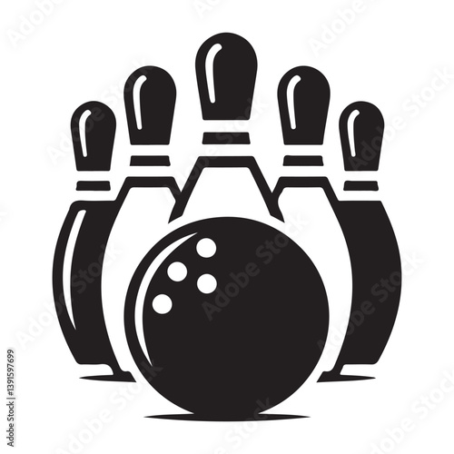 Bowling Pins and Ball Strike Vector Illustration For Sport Design