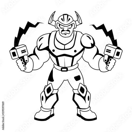 A glyph illustration of an energetic superhero character 
