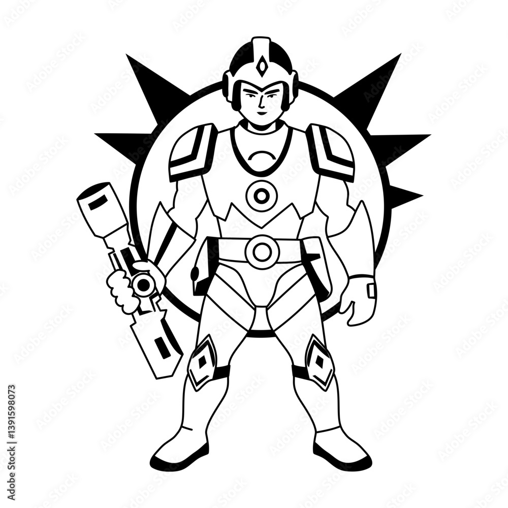 Fototapeta premium Warrior character illustration in glyph style 