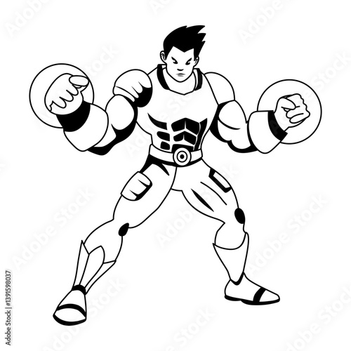 Superpower character illustration in glyph style 
