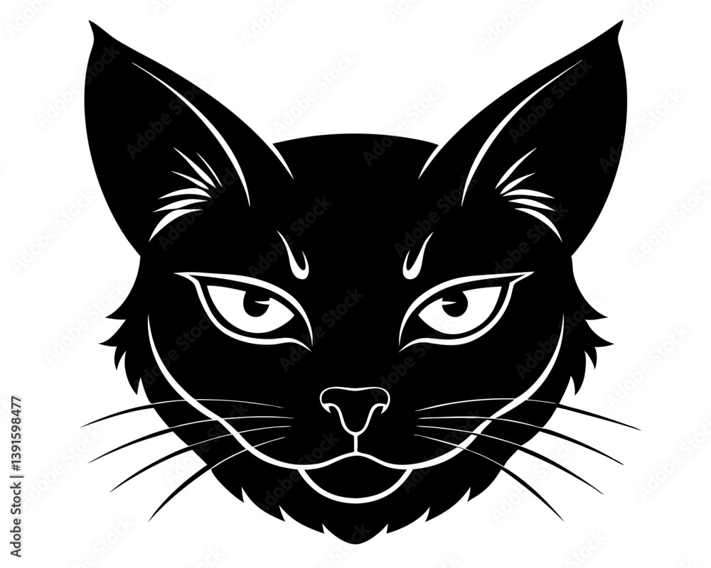 Cat Head Silhouette Vector & Cute Feline Face SVG Cat Head Silhouette Vector & Cute Feline Face SVG