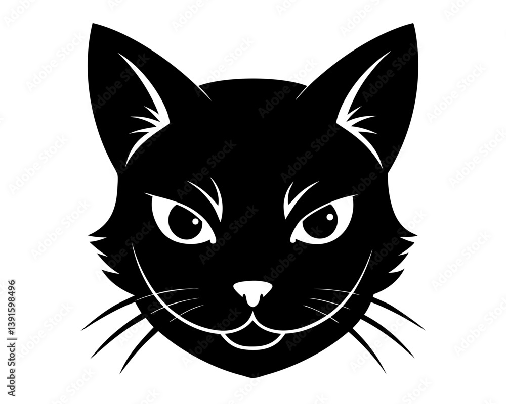 Cat Head Silhouette Vector & Cute Feline Face SVG Cat Head Silhouette Vector & Cute Feline Face SVG