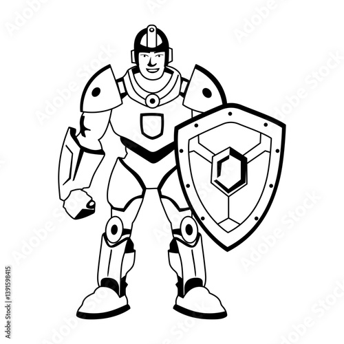 A glyph style illustration of an armoured protector 
