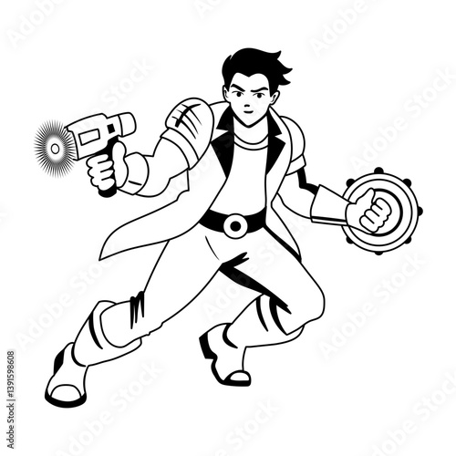 A glyph illustration of shooting boy
