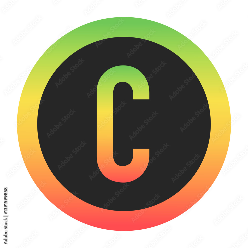 Modern Capital Letter C design with a red-to-green gradient border on a black background. Ideal for branding, logos, or minimalist design projects. Modern Capital Letter C design with a red-to-green gradient border on a black background. Ideal for branding, logos, or minimalist design projects.