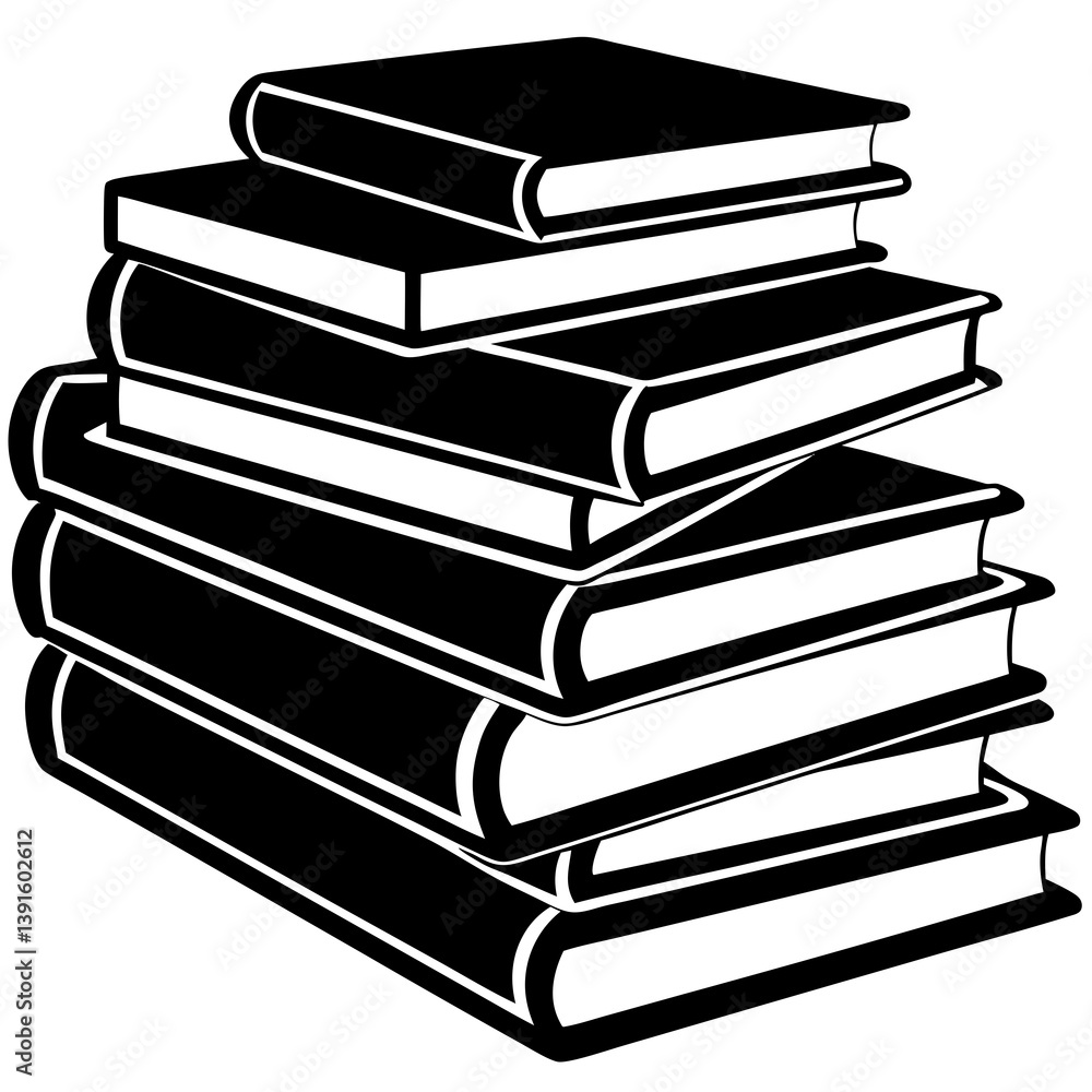 Stack of Books Vector – Line Art & Generative AI Design on White Background Stack of Books Vector – Line Art & Generative AI Design on White Background