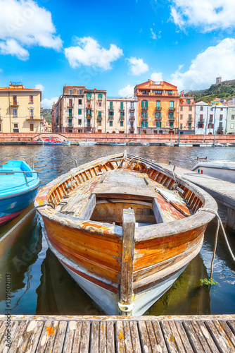 Unbelivable cityscape of Bosa town on Temo river.