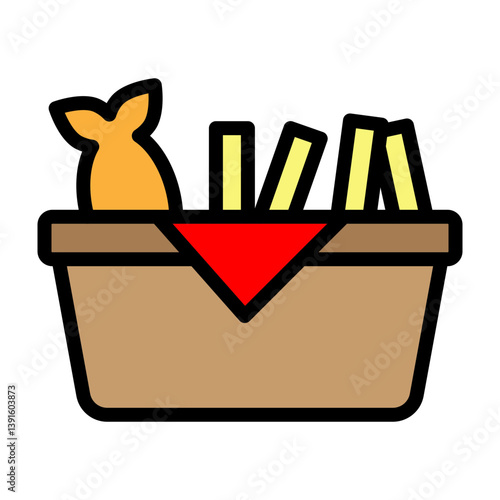 Fish and Chips Vector Filled Icon Design