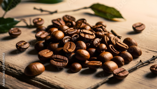 Pure unprocessed coffee beans close up