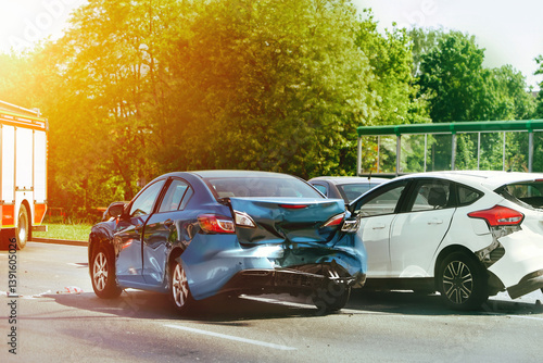 Two vehicles damaged in a crash
