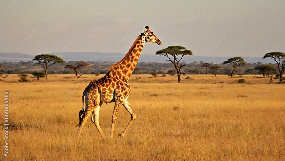 Obraz premium Giraffe striding across the savanna