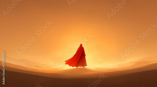 Artistic Representation of Temptation in a Desert Landscape