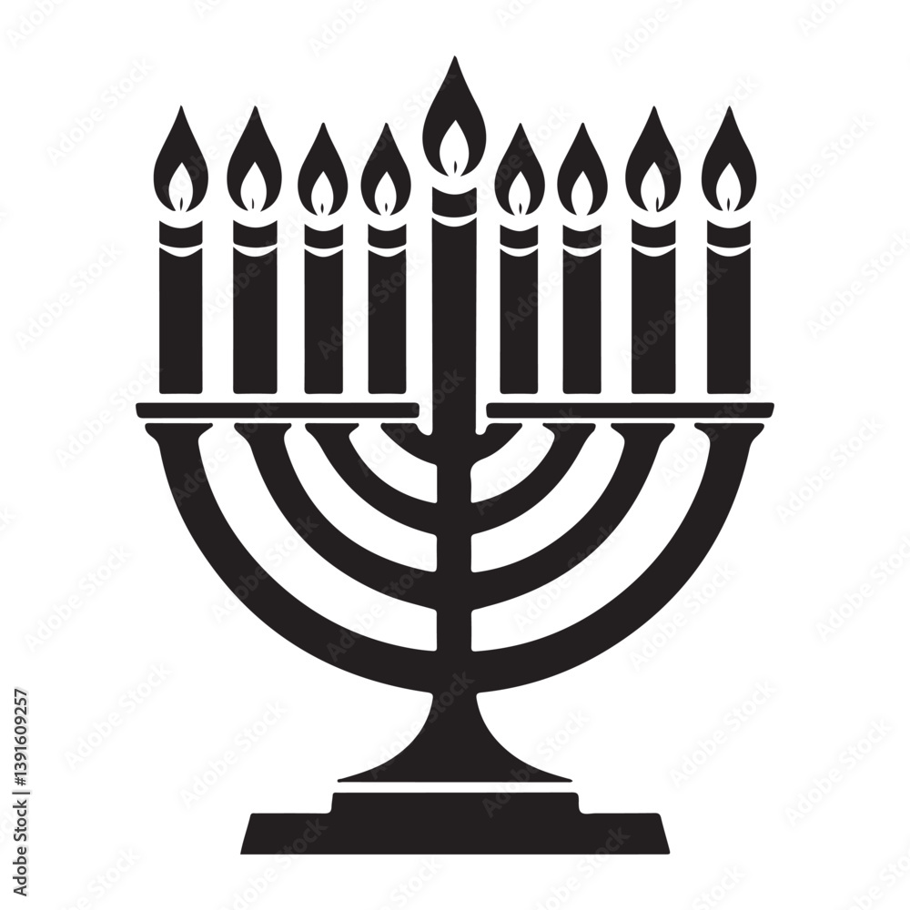 Illuminated hanukkah menorah with burning candles for celebration symbol Illuminated hanukkah menorah with burning candles for celebration symbol
