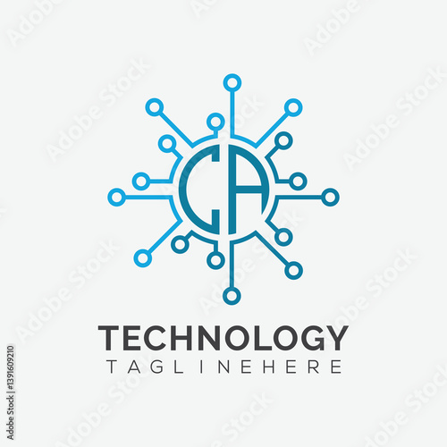 initial monogram for technology logo with circle style design