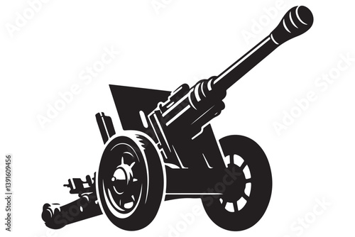 Vintage Cannon Silhouette Illustration a Powerful Artillery Weapon Artwork