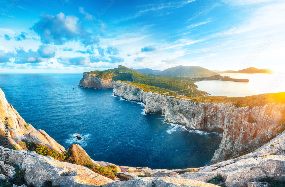 Unbelivable morning view on Cacccia cape Lighthouse.