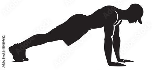 Bodyweight Exercise Silhouette Push Up Workout Training Illustration Vector