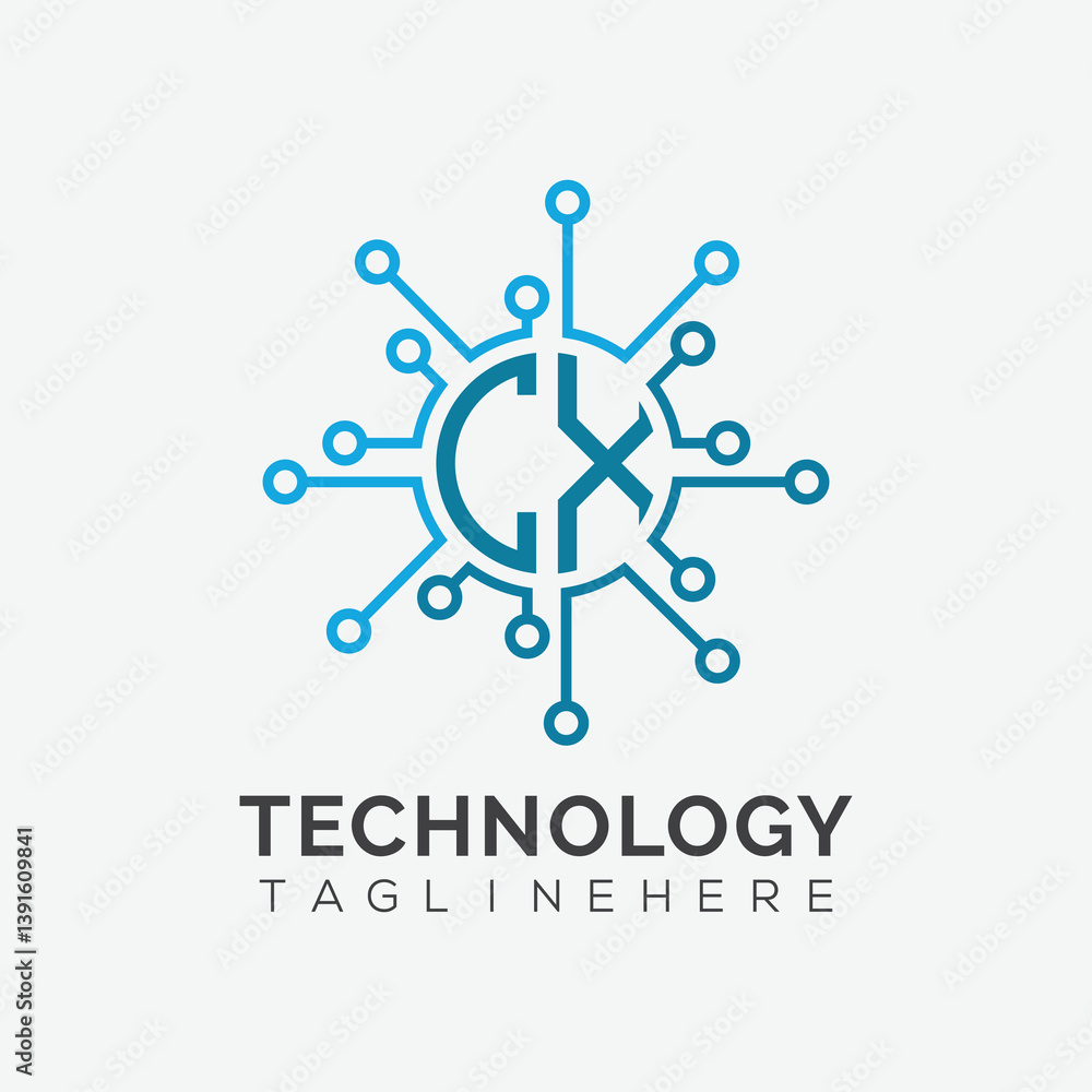 initial monogram for technology logo with circle style design initial monogram for technology logo with circle style design