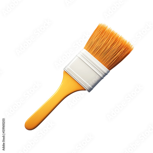 Wallpaper Mural A 3D illustration of a paintbrush with a natural wooden handle and smooth bristles, detailed with metallic bands and isolated on a dark background in clean style Torontodigital.ca