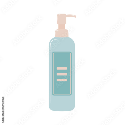 Cosmetic bottle with pump dispenser. Cosmetic spray. Cartoon flat illustration.