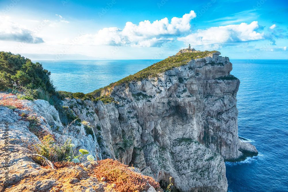 Unbelivable morning view on Cacccia cape Lighthouse.