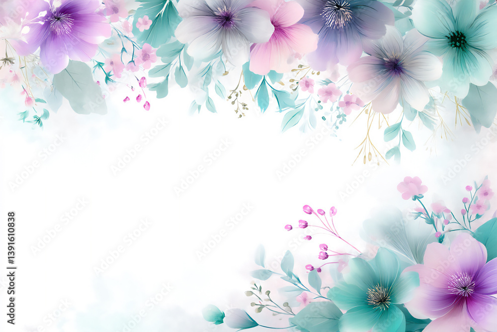 Fototapeta premium pastel watercolor flowers,